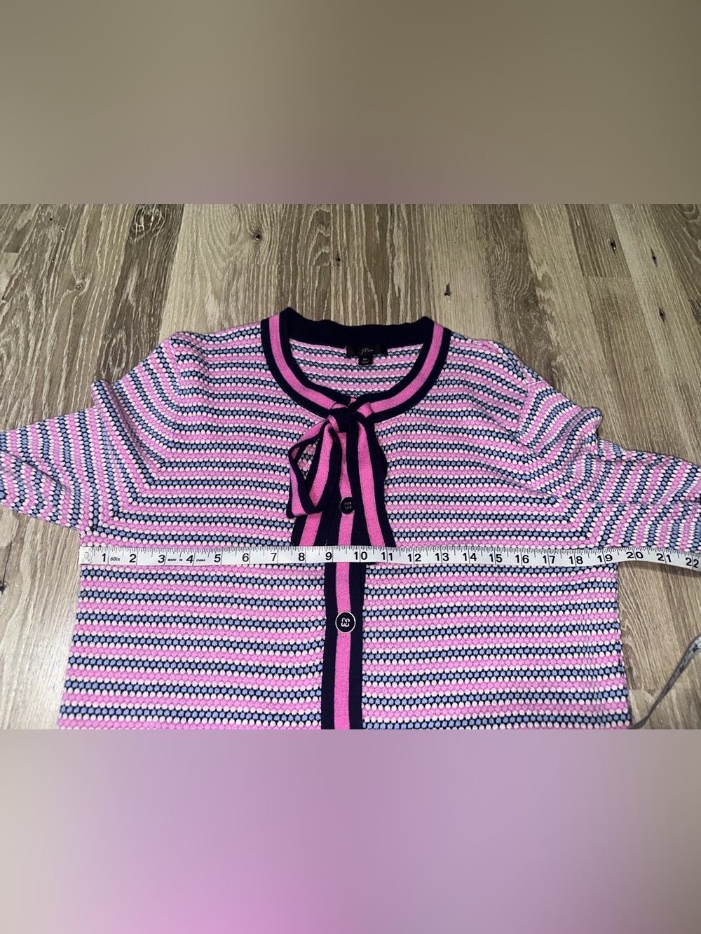 J.Crew pink/blue cardigan Large - Picture 2 of 8